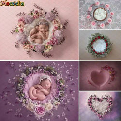 Mocsicka Newborn Art Portrait Backdrop for Baby Shower Kids Birthday Photography Sweet Pink Floral Decor Background Photo Studio