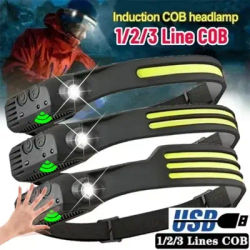Induction LED Headlamp COB Beam Sensor Headlight USB Rechargeable 5 Modes Waterproof Head Torch for Camping Running Outdoors