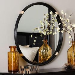 Fenicia Natural Rattan Mirror by Brylane Home in Black (Size OS)