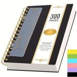 TEMU A5 Notebook, 300 Pages Wirebound Spiral Notepad For Writing, With Bookmark Ruler, 100gsm College Ruled Paper, No Bleed, Pvc Waterproof Cover, For School, X