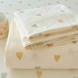 Washed Cotton Bed Sheet Plant Flowers Printed Single Double Top King Sheets Pure Cotton Single Size Kids Bed Linen