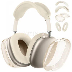 4 en 1 Silicone + Flash Transparent TPU housse transparente antichoc oreillettes pour AirPods Max