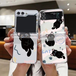 For Samsung Galaxy Z Flip 6 5 4 3 5G Case Transparent Folding Hard Phone Case For Samsung Z Flip3 Flip4 Flip5 Flip6 Bumper Cover