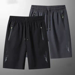 Summer Men's Sport Shorts Cool Sportswear Running Shorts Casual Bottoms Gym Fitness Training Jogging Short Pants Men Black Gray