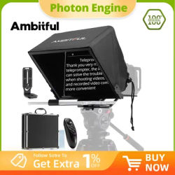 Ambitful T14 Big Screen Prompter Professional Interview Foldable Teleprompter for Smartphone DSLR Camera Live Video Recording