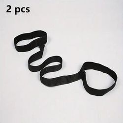 TEMU 2pcs Durable Tpe Yoga Mat Binding Cord For Easy Portability - Adjustable Thickness Options (4mm-10mm), Polyester Blend, Black Storage Straps Included - Fitness And Training Enthusiasts
