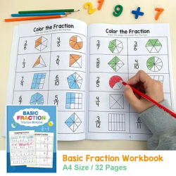 Basic Fraction Learn and Practice Training Workbook Fraction Fact Teacher Teaching Aids Primary School Math Cognitive Test Book