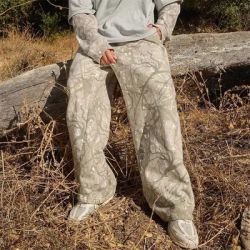 2025 New Jogger Straight Trendy Fitness Pants Men's Camouflage Wide Leg Pants Breathable running sweatpants loose men trousers