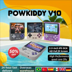 POWKIDDY V10 3.5 Inch Handheld Game Console 480*320 IPS OCA Full Screen Retro Opening Linux Handhelds Console Children's Gifts