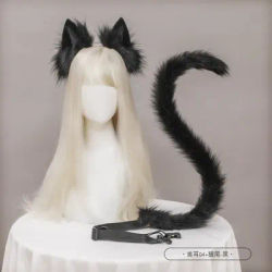 Cosplay Cute Cat Ears Hair Ornaments Cat Tail Accessories Handmade Cat Lady Beast Ears Headbands Animal Tail Accessories Set New