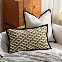 Housse de coussin Jacquard rétro français haut de gamme, taie d'oreiller enveloppée à bord luxueux, décoration de maison décorative