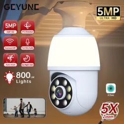 5MP E27 Bulb Camera Wifi Surveillance with LED Bulb PTZ 10X Zoom Ai Human Tracking Two-way Audio Night Vision Wireless Cam ICSEE