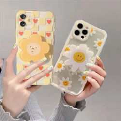 Smile Phone Case For Iphone 16 15 14 13 12 11 Pro Max XR XS Max X 6 6S 7 8 15 Plus Clear Soft TPU Casing With Bracket Holder