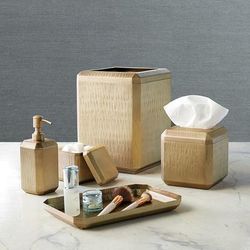 Newham Textured Metal Bath Accessories - Brass, Waste Basket in Brass - Frontgate