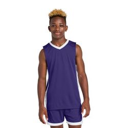 Sport-Tek YST900 Athletic Youth Rival Basketball Rev Jersey T-Shirt in Purple/White size Small | Polyester