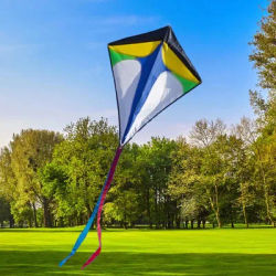 Diamond Shaped Kite with Long Tail Colorful Flight Kite Easy To Fly Primary Stunt Kite Enhance Coordination for Children Kids