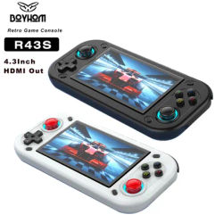 R43S Retro Handheld Video Game Console Linux System 4.3Inch Screen HDMI Out Portable Pocket Video Player 64/128GB children Gift