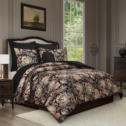 Calabria 3 Piece Comforter Set by Royal Court in Black (Size FL/QUE)