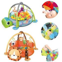 Tapis éducatif 3 en 1 pour enfants, tortue, couverture rampante, tapis de jeu pour nourrissons, tapis d'activité doux pour enfants, tapis de gymnastique pour bébé