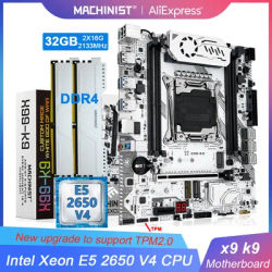 MACHINIST X99 K9 motherboard TPM 2.0Interface LGA 2011-3 Set kit Xeon E5 2650 V4 CPU 32GB DDR4 Memory Dual NAME M.2 X99 C612chip