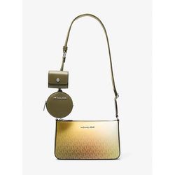 Michael Kors Jet Set Small Ombré Signature Logo Crossbody Bag with Case for Apple Airpods Pro® Green One Size
