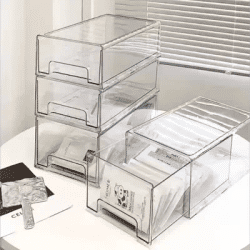 1 Pack Plastic Drawer Storage, Clear Stackable Storage Drawers Large Storage Bins with Drawers, Acrylic Drawer Organizer for Off