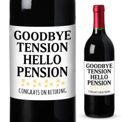 4pcs Fun Retirement Wine Label Stickers- Goodbye Tension,hello Pension For Bottles Decor, Retirement Gift For Mom, Dad,friends