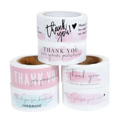 120Pcs/roll Thank You Self-adhesive Label Sticker Rectangular Sealing Stickers Business Bakery Shop Thank Customers Gifts