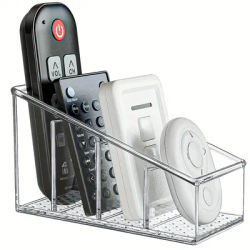 1pc Clear Plastic Remote Control Holder with 4 Compartments - Ideal for Home Entertainment, Office, and School Organization, Des