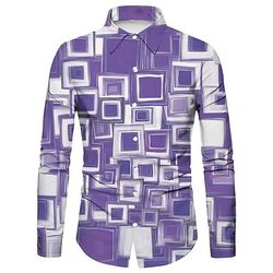 Retrò Vintage Anni '70 Camicia Disco Geometrico Psichedelico Costume Per uomo Halloween Carnevale Festival Musicale Parata dell'Orgoglio Festa a tema retrò Adulti Camicia