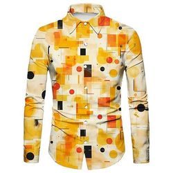 Retrò Vintage Anni '70 Camicia Disco Geometrico Psichedelico Costume Per uomo Halloween Carnevale Festival Musicale Parata dell'Orgoglio Festa a tema retrò Adulti Camicia