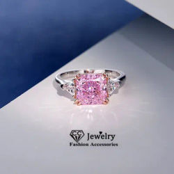 CC Jewelry Rings For Women Pink Cubic Zirconia Luxury Wedding Party Accessories Silver Color Drop Shipping CC1665