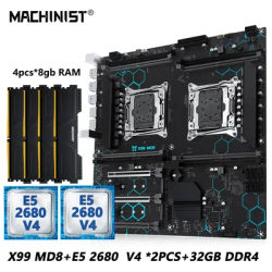 MACHINIST X99 MD8 Dual CPU Motherboard Kit Set Optional lntel Xeon E5 2680 V4 LGA2011-3 DDR4 32GB RAM C612 chip Server Computer