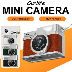 Ourlife Digital Camera 1080P CCD Mini Cam with Screen Indoor Outdoor Sports Portable Vintage Very Small Camcorder Video Recorder