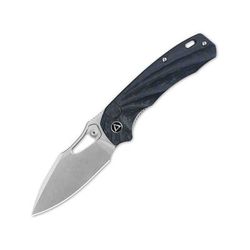 QSP Knife Hornbill Folding Knife 4.25in Closed 3.25in Stonewash S35VN Stainless Steel Blade Blue Sculpted Carbon Fiber Handle QS146-B1