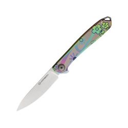 Karbon Knives Tidbit Floral Folding Knife 4in Closed 3in PVD Coated Bohler N690 SS Blade Stainless Steel Handle KARB108 FLORAL PATTERN