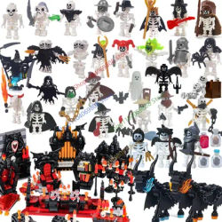 MOC Halloween Building Blocks Skeleton Army Knight Figures Flame Horse Medieval Vampire Furniture Assembly DIY Bricks Toys Gifts