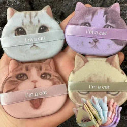 4/12pcs Kitty Air Cushion Powder Puff Cute Cat Cosmetic Puffs Hydrophilic Non-latex Facial Foundation Beauty Tool Dry Wet Makeup