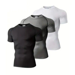 Mens Compression Clothing Summer Tights T Shirt Elastic Quick Dry Sportswear Running T-shirts Sports Tops Tee Gym Workout Shirts