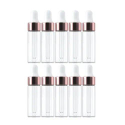 10 5 ml transparent glass bottles, rose gold dropper bottles, portable dispensing bottles