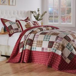 Oxford Reversible Cotton-Rich Bedspread Set by BrylaneHome in Red (Size QUEEN)