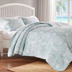 Greenland Home Fashions Marina Reversible Matelassé Coverlet Set, 3-Piece Full/Queen, Seafoam by Greenland Home Fashions in Seafoam (Size KING)