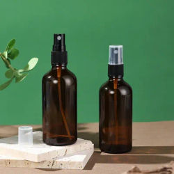 2pcs 100ml Amber Glass Empty Refillable Spray Bottles Protection Leakproof Cosmetic Containers for Perfume Toner Essential Oils