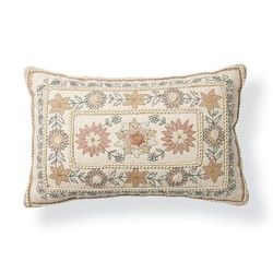 Ellie Embroidered Pillow - Red - Grandin Road