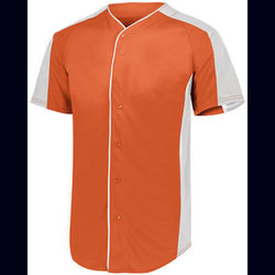 Augusta Sportswear 1655 Athletic Full-Button Baseball Jersey T-Shirt in Orange/White size Large | Polyester