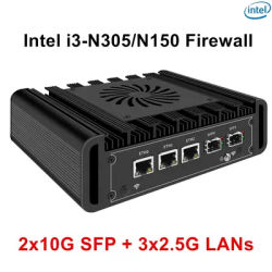 PC pare-feu solide 2x10G SFP + 3x2.5G LAN Intel i3 N305 N150 N100 Mini PC DDR5 NVMe serveur hôte Proxmox pfSense OPNsense
