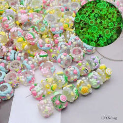 10pcs/bag Acrylic Beads Night Light Hand-painted Fruit Beads for Jewelry Making DIY Phone Chain Bead Pen Accessories