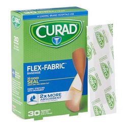Curad Flex-Fabric Adhesive Bandages, 3/4" x 3" Strips, 30/Bx, 1 BX (CUR47315RRBZ)