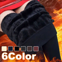 Women Winter Leggings Warm Leggins High Waist Solid Color Women Thickened Leggings Stretchy Black Leggings