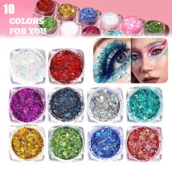6 Color Face Glitter No Glue Needed Body Glitter Gel Set Cosmetic Hair Glitter Festival Makeup for Christmas Parties Halloween